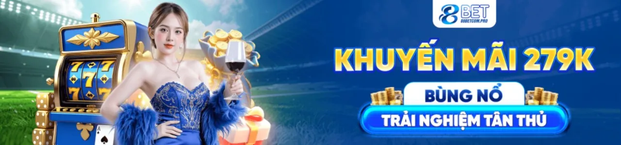 Sân vận động bóng đá với logo uc88 nổ hũ và ánh sáng xanh vàng rực rỡ